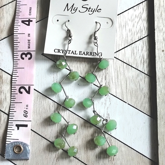 New Beaded Zig Zag Dangle Earrings - Picture 9 of 16
